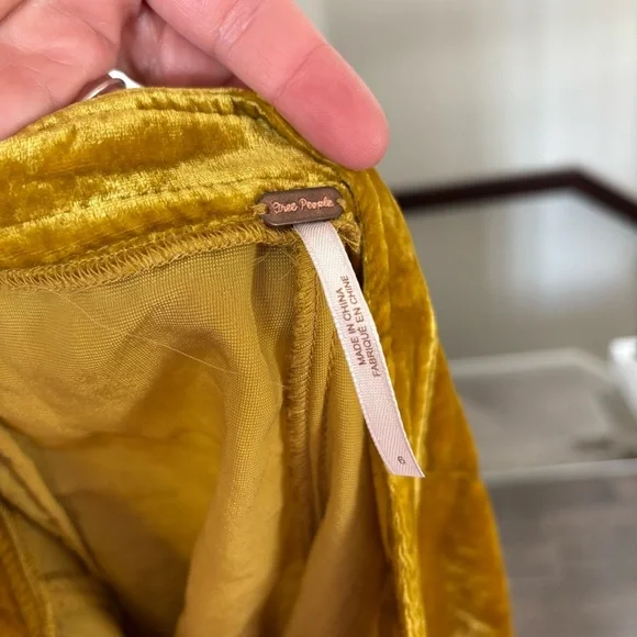 Free People / Dance the Night Away Mustard Velvet Skort - Picture 6 of 6